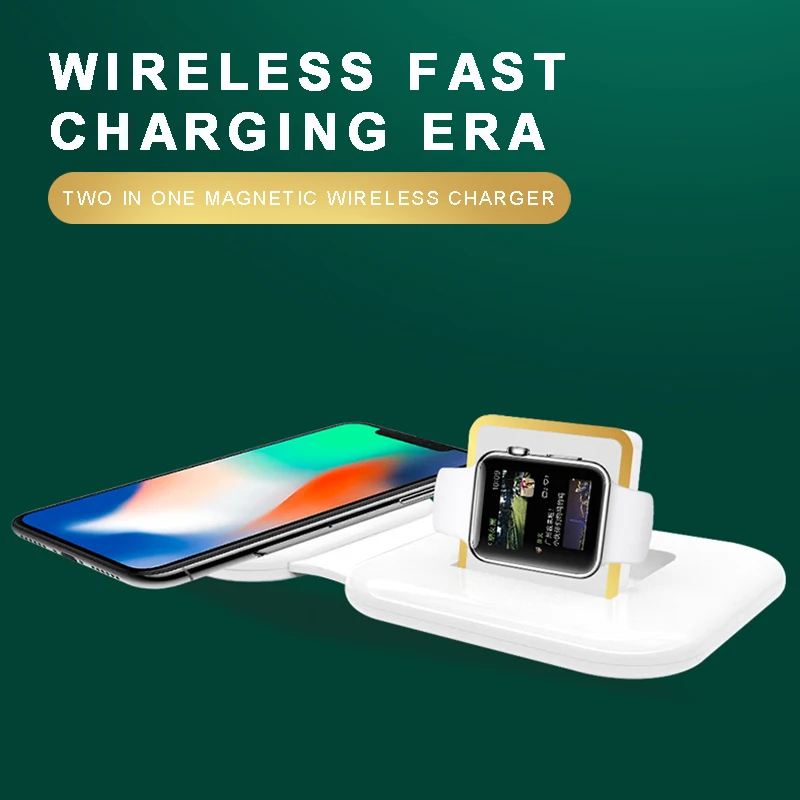 

For Universal Mobile Phone 1pc 2-in-1 Foldable Wireless Smartphone Portable Dual Magnetic Fast Charging Chargers Pohiks