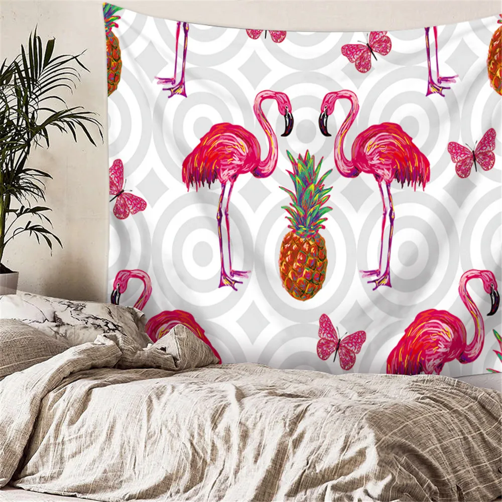 Летний гобелен настенный тропический фламинго тканевый гобелены Настенный