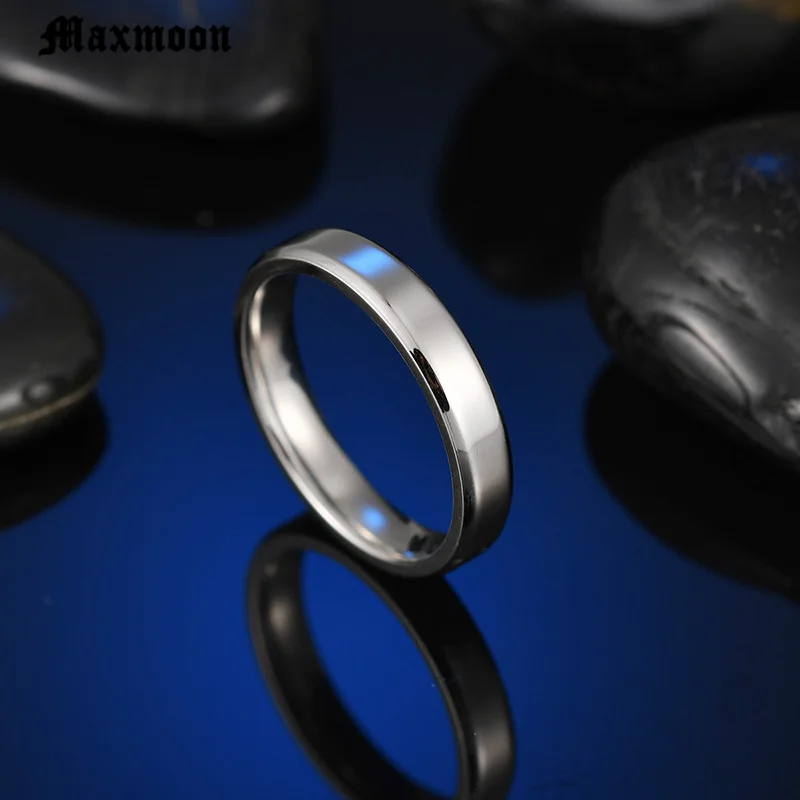 Женское и мужское обручальное кольцо Maxmoon простое тонкое из титановой стали