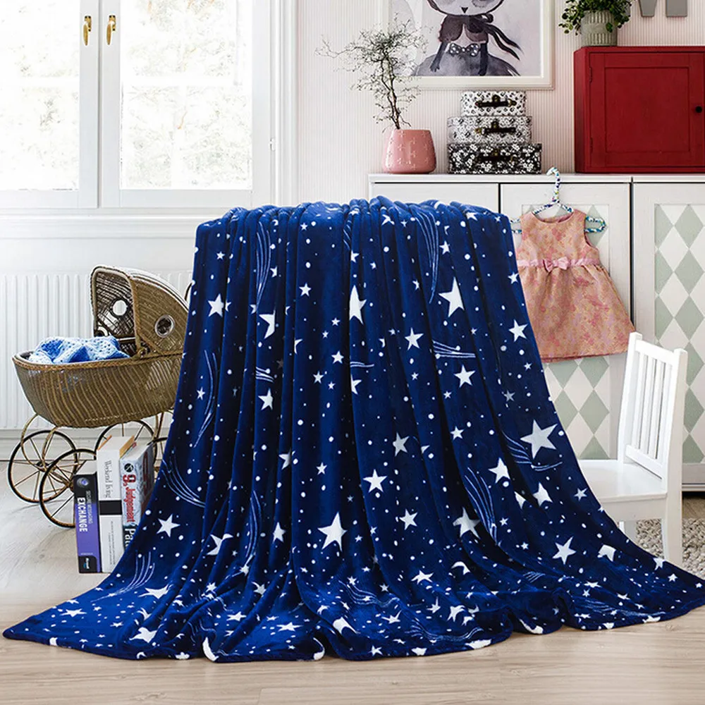 

Bright Stars Bedspread Blanket High Density Super Soft Flannel Blanket To On For The Sofa/bed/car Portable Plaids#8