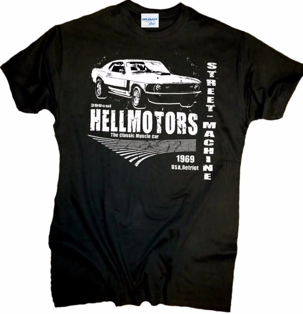 

New design short sleeve button T shirt Hellmotors Mustang Hotrod Mopar US Muscle Car V8 Street Custom Bikecasual Tee shirts