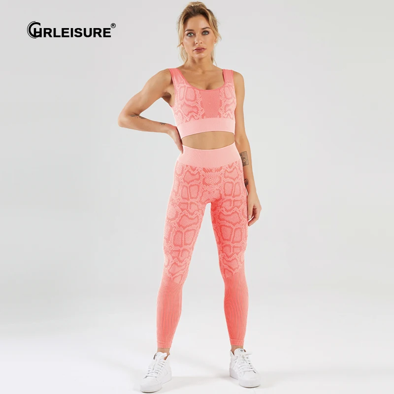 

NORMOV Snake Skin Leopard Leggings Suit Woman's Sexy High Waist Seamless Sports Pants Woman Suit Workout Fitness Sportswear