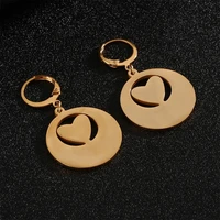 stainless steel trendy heart earrings women romantic round charm jewelry gift