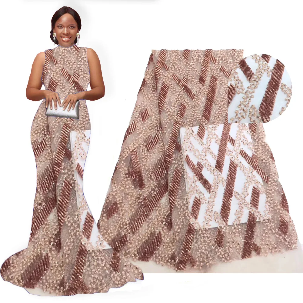 Кофейное Персиковое Африканское кружево ткань 2019 высокое качество с вышивкой и