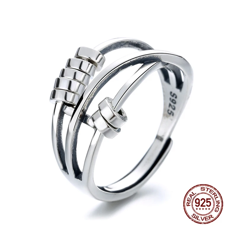 

New Real 925 Sterling Silver Rings Fine Jewelry Circle Fashion Finger Accessories Ornament Realizable Ring Size For Women