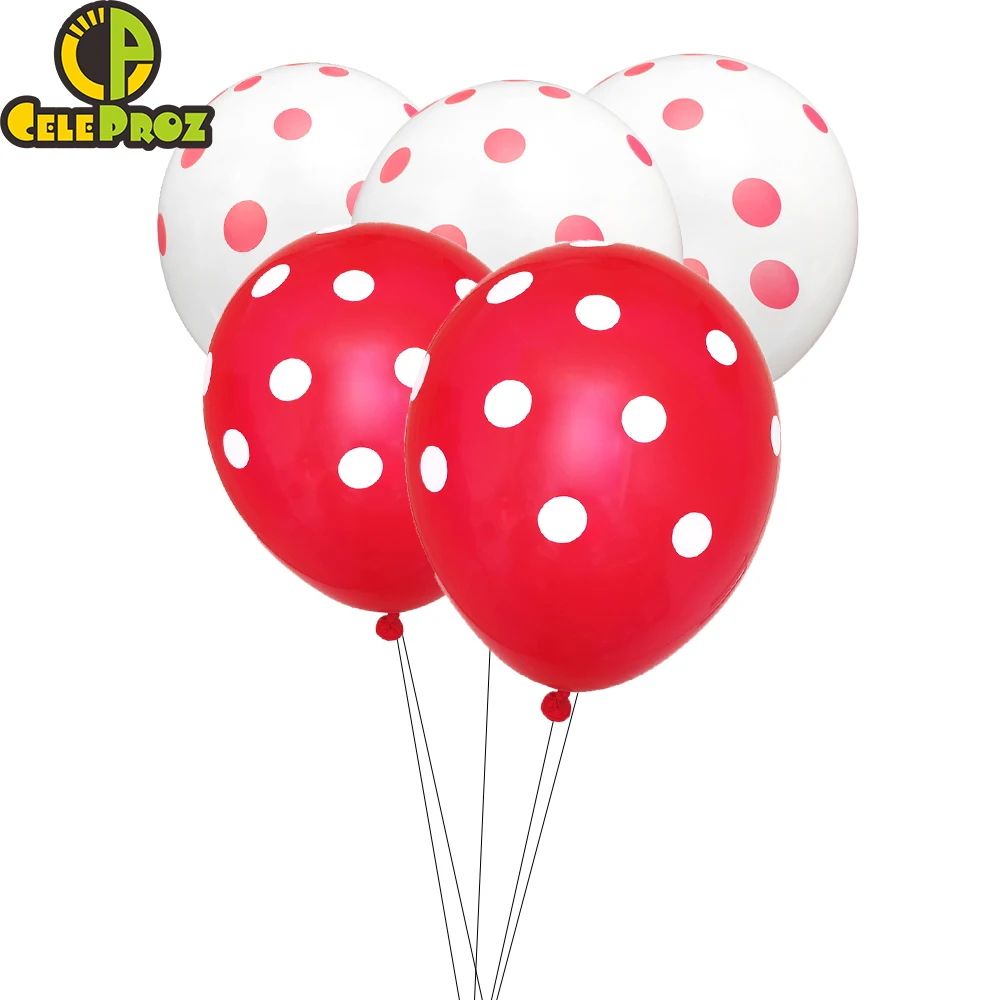 5 шт. латексный воздушный шар красный и черный горошек Печатный баллон для