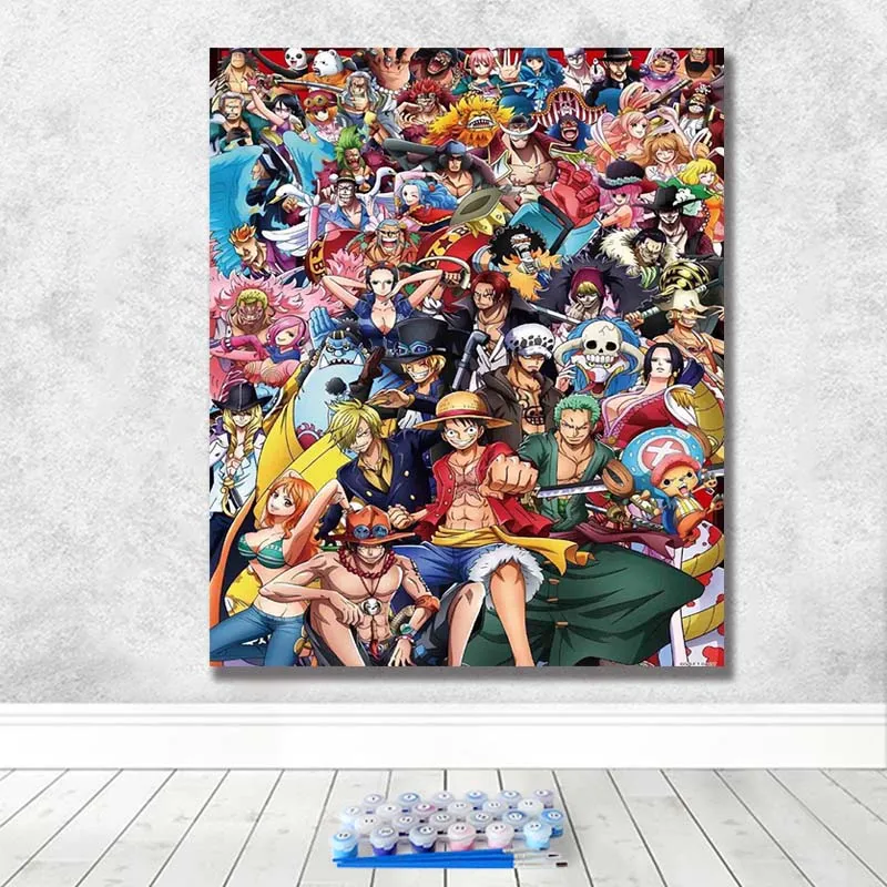 DIY Рисование по номерам с наборами Аниме one piece персонаж декоративный вешается на стену - Цвет: 90879