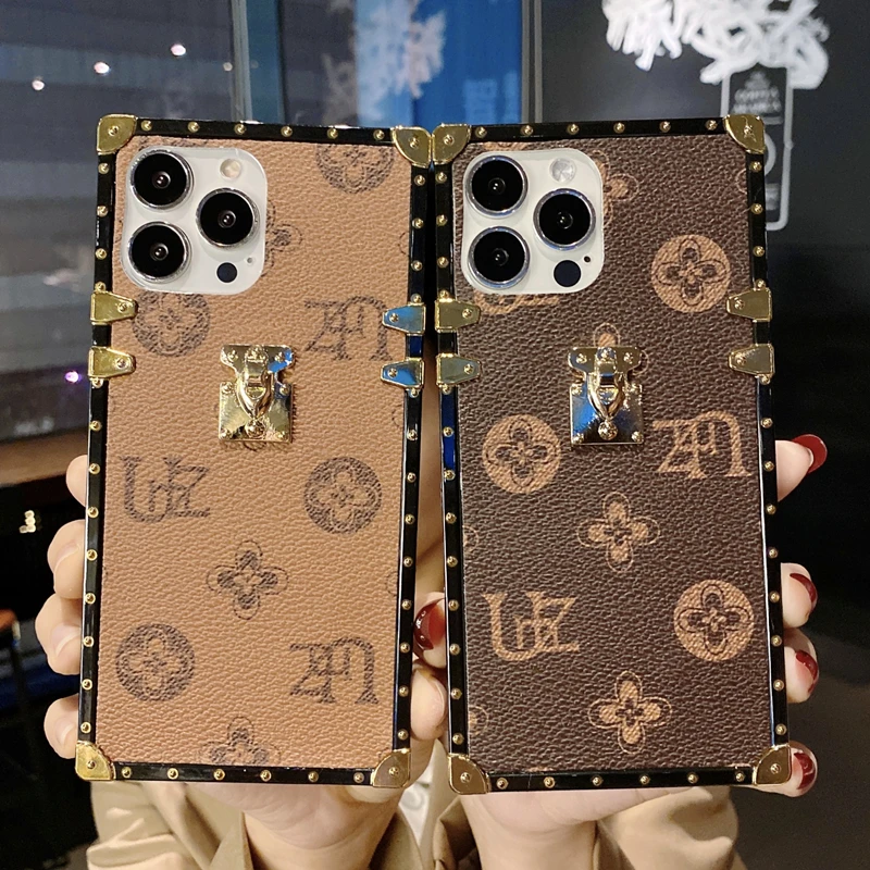 

Luxury Brand Square Flower PU Leather Phone Case For iPhone 13Pro MAX 12 11Pro XS MAX XR 7 8 Plus Vintage Ring Holder Soft Cover