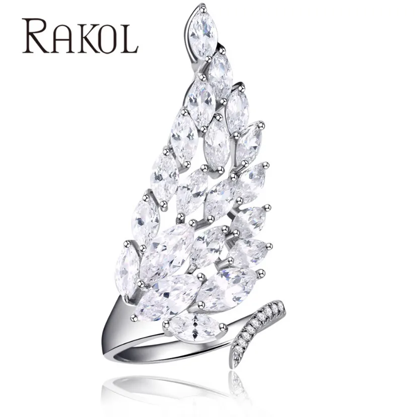 RAKOL белый цвет форма крыло Ангела полностью проложенный кубический циркон
