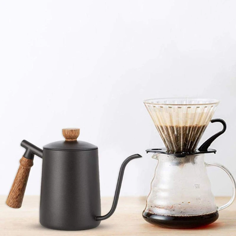 Нержавеющая сталь длинный узкий носик кофейник нержавеющая деревянный ручной