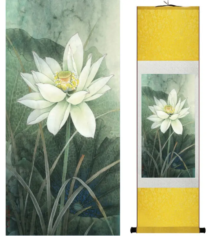 

Lotus flower painting water lily painting Chinese wash painting home decoration No.32010