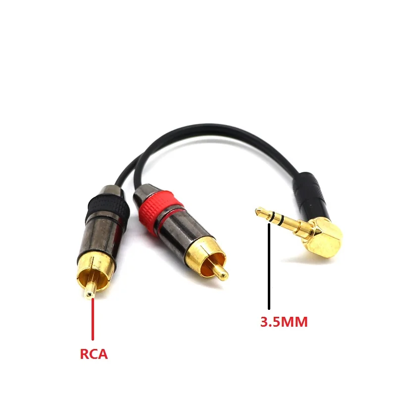 DIY прямой угол 3,5 мм Мужской стерео Джек 2 RCA Женский аудио кабель адаптер конвертер 3,5 мм до 2RCA кабель