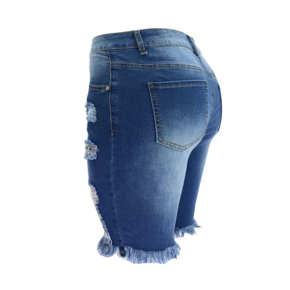 Женские джинсовые шорты до колен с высокой талией и кисточками | Женская одежда