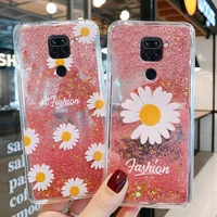 liquid quicksand case for redmi note 8t 7a 6a 5a 4a s2 k30 k20 bling sequins transparent silicone daisy flower soft tpu cover