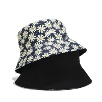 new girls bucket hat chrysanthemum print reversible fisherman hat womens summer sun protection hat unisex panama bob cap