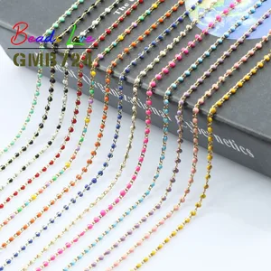 1 метр Позолоченные капельные масляные милые проволочные плетеные цепи круглые каменные бусы цепи для DIY ювелирных изделий браслет ожерелье