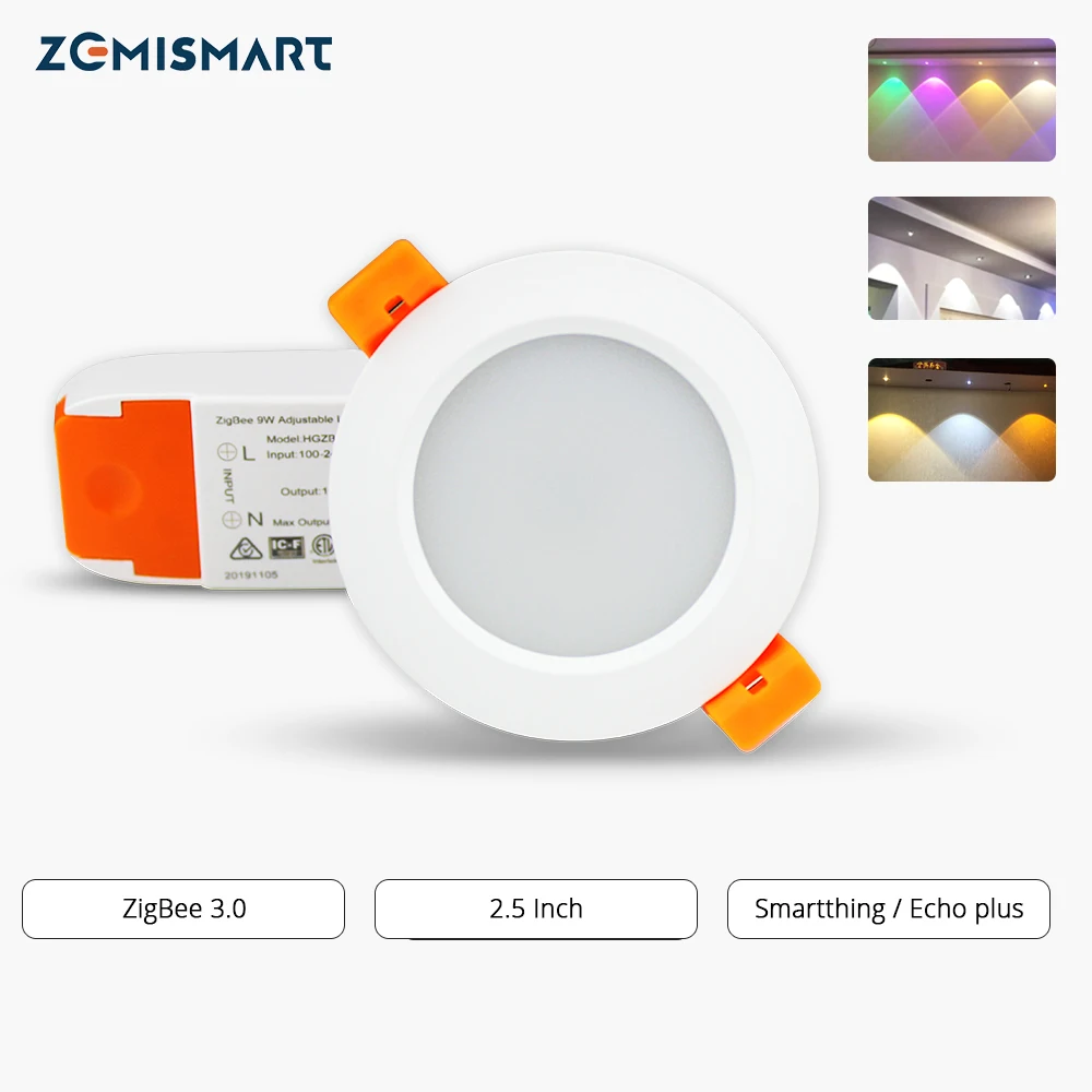 Zemismart Zigbee 3 0 2 5 дюймов RGBW RGB потолочный светодиодный светильник Echo Plus SmartThings Smart