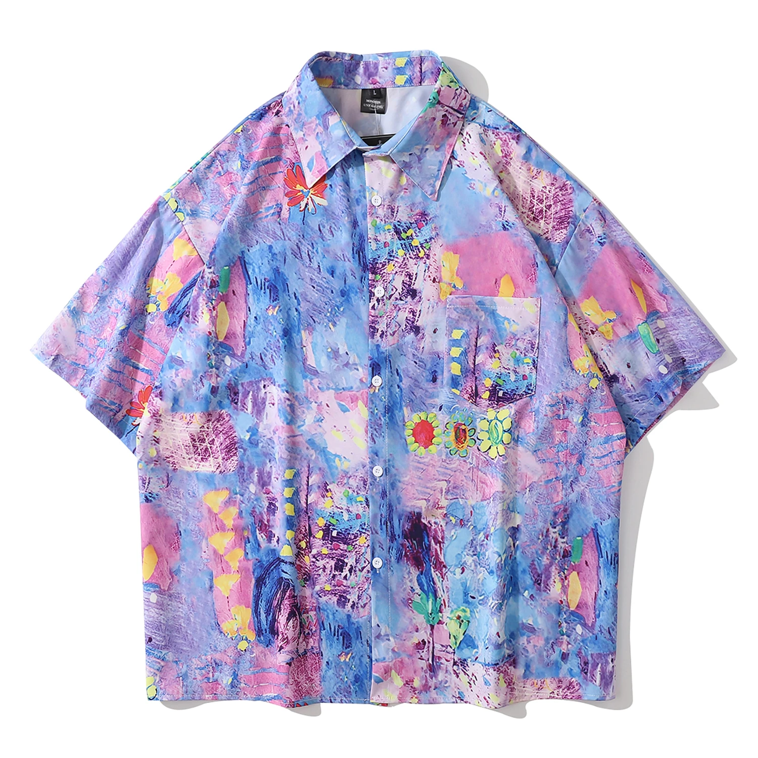 

Summer Hawaii Shirt Men Women Abstract Splash Ink Tie Dye Printed Short Sleeve Shirts Male Female Fashion Blouse Tops