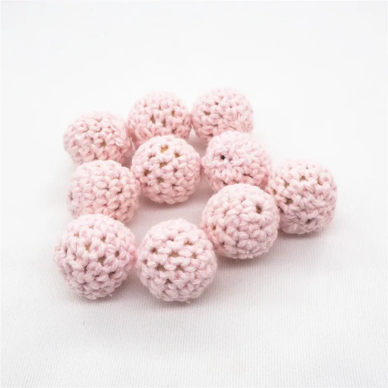 Pastel Pink Chengkai 50 шт. 16 мм 20 мм Круглый Вязание Хлопок крючком деревянные шарики для DIY украшения Детские украшения Прорезыватель для зубов ожерелье игрушка - Цвет: Pastel Pink