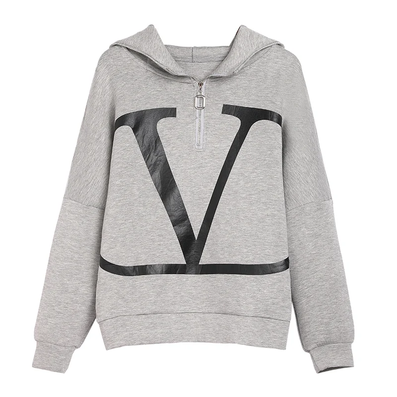 Весна осень женские свитшоты 2020 новая мода с капюшоном на молнии большой размер