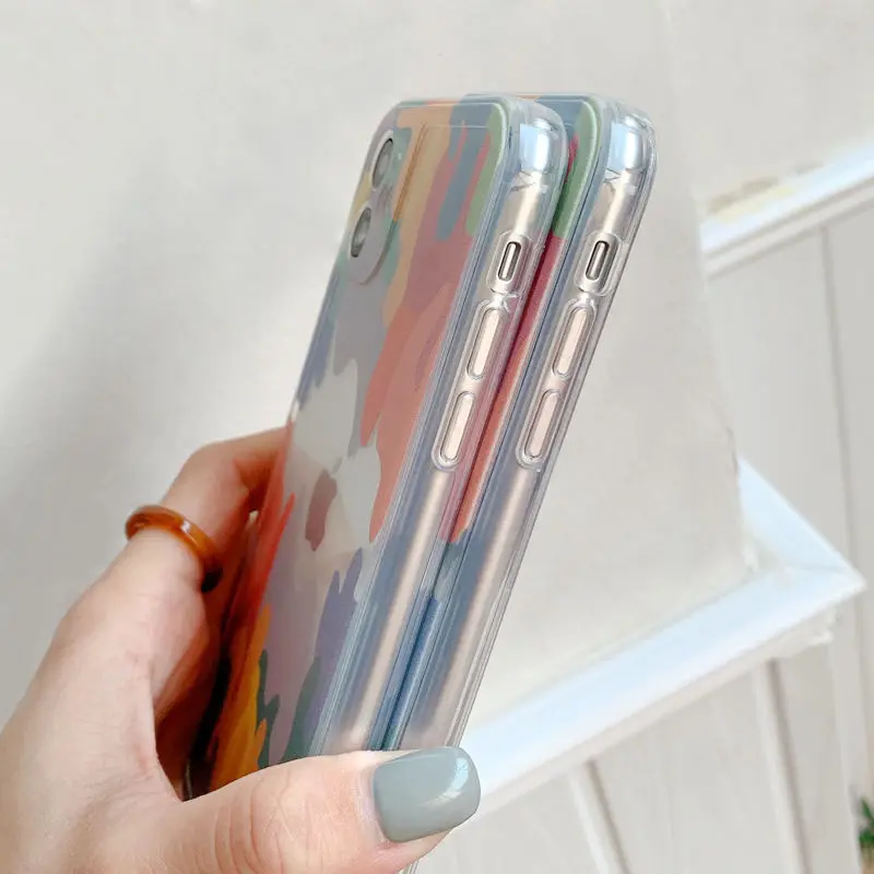 

Simple Transparent All-Inclusive Soft Shell Anti-Drop Silicone for iPhone 12 11 Pro Max Mini Xs XR X 8 7 6S Plus Color Candy