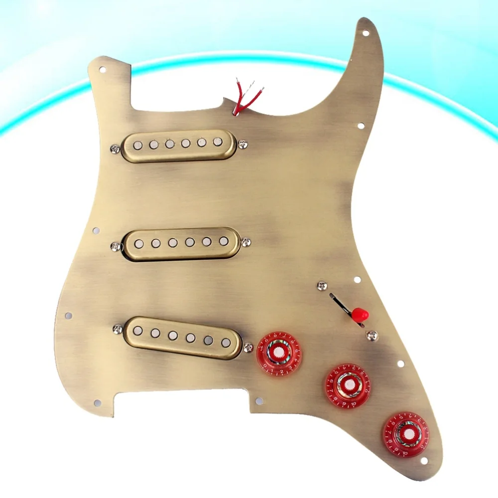 

3 Ply Alnico V Loaded Prewired SSS Pickguard Pickups Assembly Set for ST / Strat Electric Guitar Pickups Bronze Aluminium