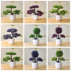 Искусственные растения, искусственное украшение, имитация маленькой сосны в горшке, бонсай, декор для свадебной вечеринки, дня рождения, искусственные растения