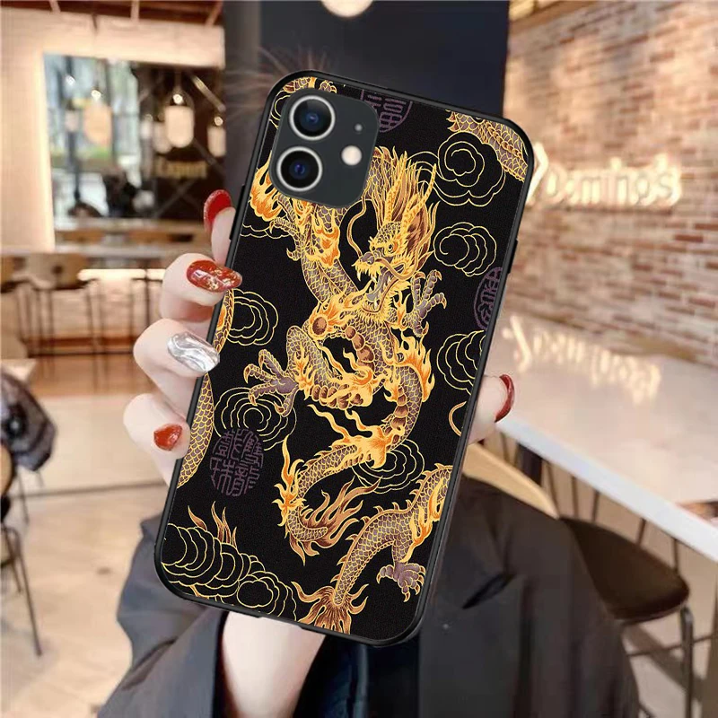

China Dragon Back Cover Soft Silicone Phone Cases For iPhone 12 11 Pro MAX XR XS 6 6S 7 8 Plus SE 2020 12Pro 12mini Cover Shell