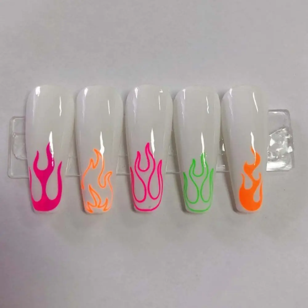 Флуоресцентная наклейка для ногтей в виде пламени змеиная кожа Водные капли