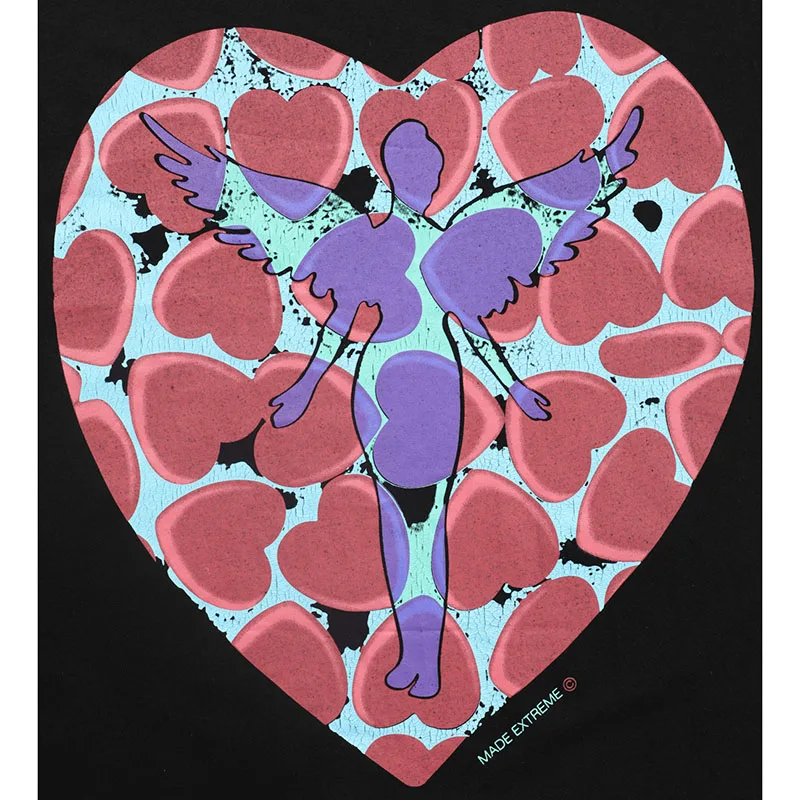 

Men Hip Hop Oversized Streetwear T-shirt Heart Angel Letter Printed T-shirt Harajuku Cotton Summer Short Sleeve Casual Tops Tees