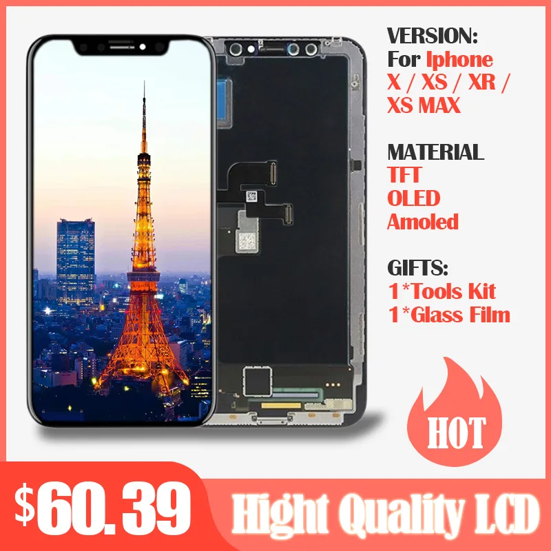 Новинка 100% ЖК дисплей для iphone X AMOLED с дигитайзером сменный экран XS XR MAX в
