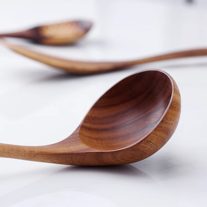 Ложка для супа из натурального дерева в японском стиле Антискользящая ложка риса