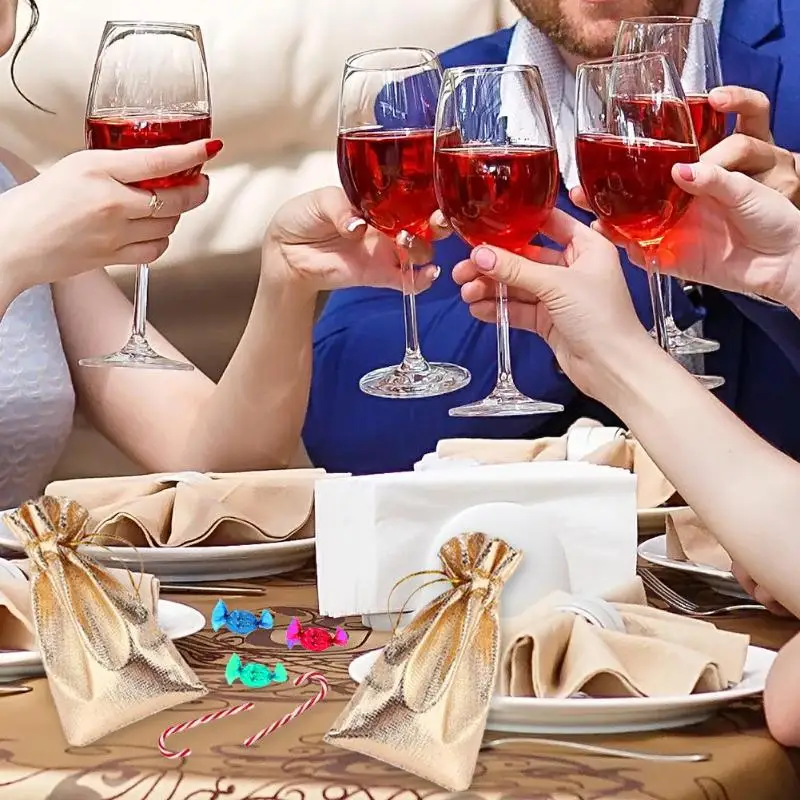 10 шт металлический Фольга органзы чехлов цвета: золотистый серебристый шнурок