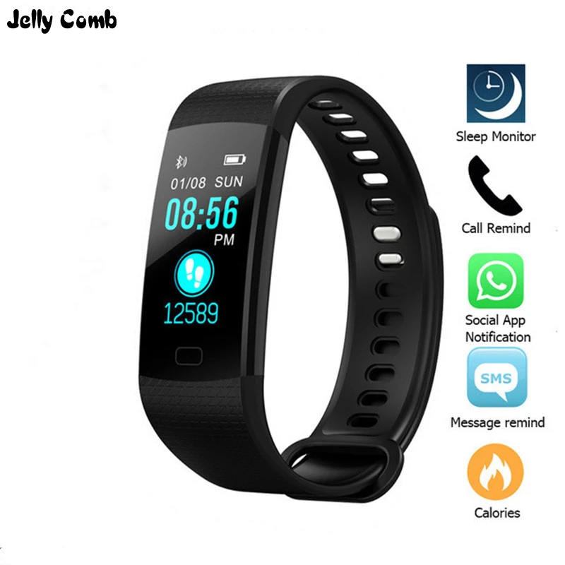 Желе расческа Смарт часы IP67 Водонепроницаемый Фитнес браслет сердечного ритма