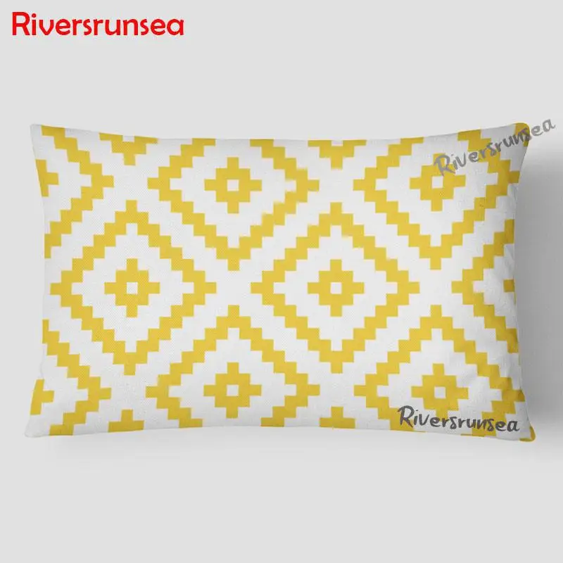 Simple Black And White Geometric Marble Cushion Cover Nordic Yellow Gray Graffiti Throw Pillow Cases 30*50cm For Home Bedside | Дом и сад