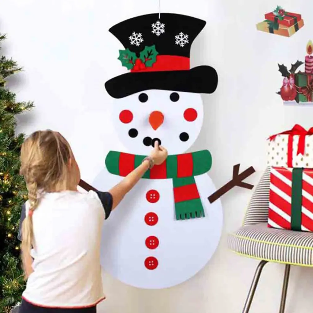 

DIY Felt Cloth Decorative Ornaments Exquisite Snowman Shape Wall-mounted Detachable Felt Snowman Tool