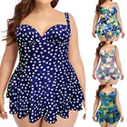 2021 простой женский купальник с цветочным принтом, пуш-ап, с оборками на подоле, с открытой спиной, Цельный купальник, купальный костюм, купальник для плавания