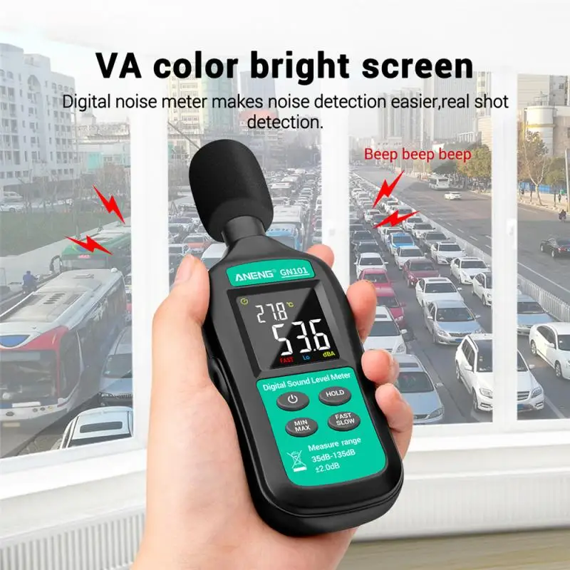 

GN101 Digital Noise Meter 35-135 db Sound Level Meter Decibel Monitor Logger Audio Measuring Tool Noise Tester Sound Detector