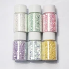 Блестки для ногтей, зеркальные, серебристые, шестиугольные, 50 г, хлопья гвоздь хлопьев, сверкающий пигмент, порошок, украшение для маникюра, оптовая продажа