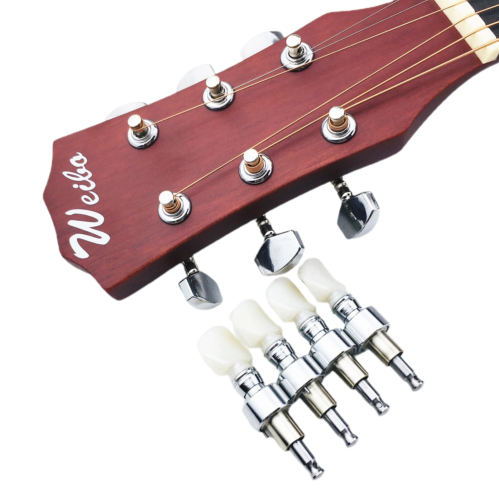 

Chrome 5 String Banjo Geared Machine Head With Pearled Pegs