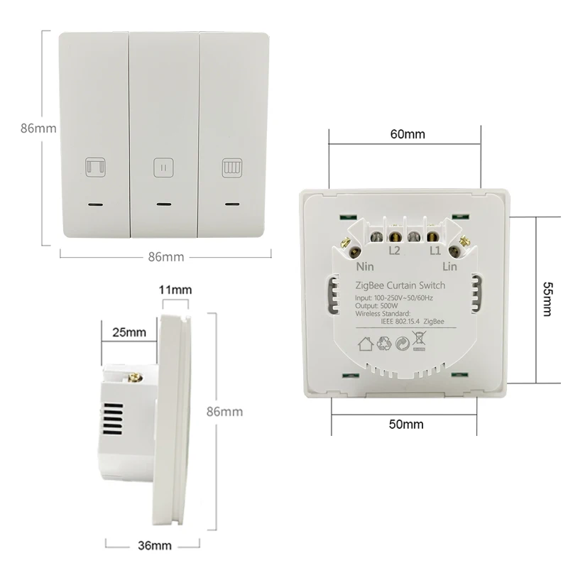 Lonsonho Tuya Zigbee Smart Curtain Switch For Roller Shutter Blind Motor EU Button Smartlife Alexa Google Home Compatible |