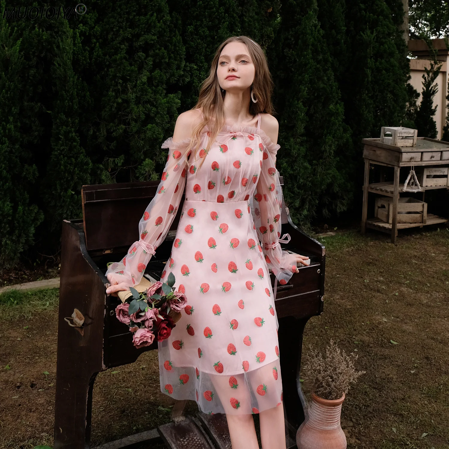 

Платье женское длинное Сетчатое с блестками и длинным рукавом