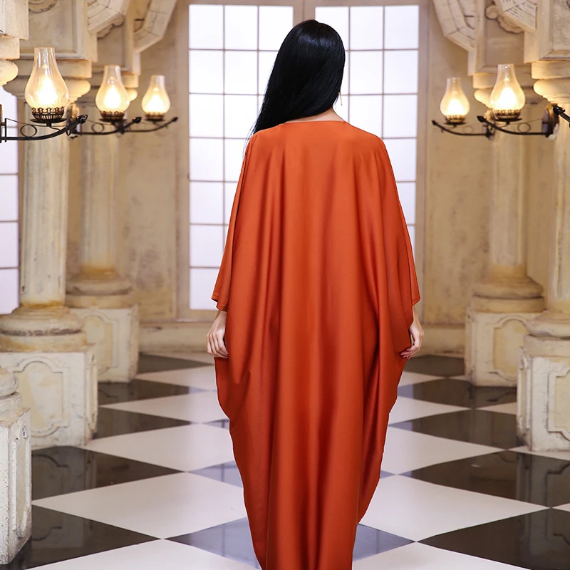 

Ramadan Muslim Fashion Women V Neck Long Sleeve Abaya Dubai Modest Dress Casual Loose Turkey Ladies Islamic Clothing Plus Size