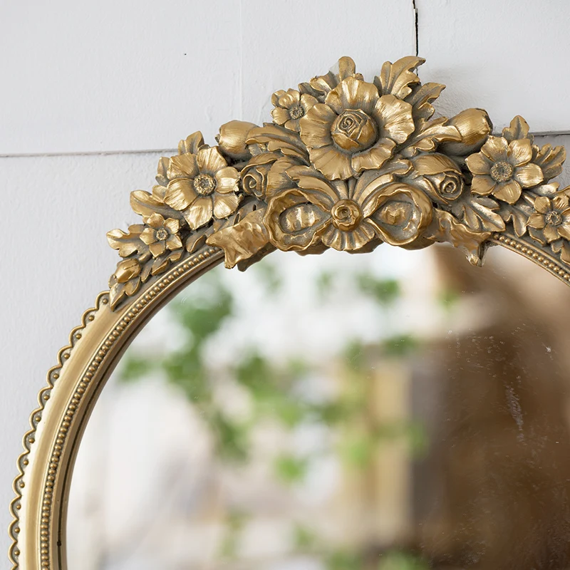 Французское винтажное резное Золотое круглое настенное украшение с бантом