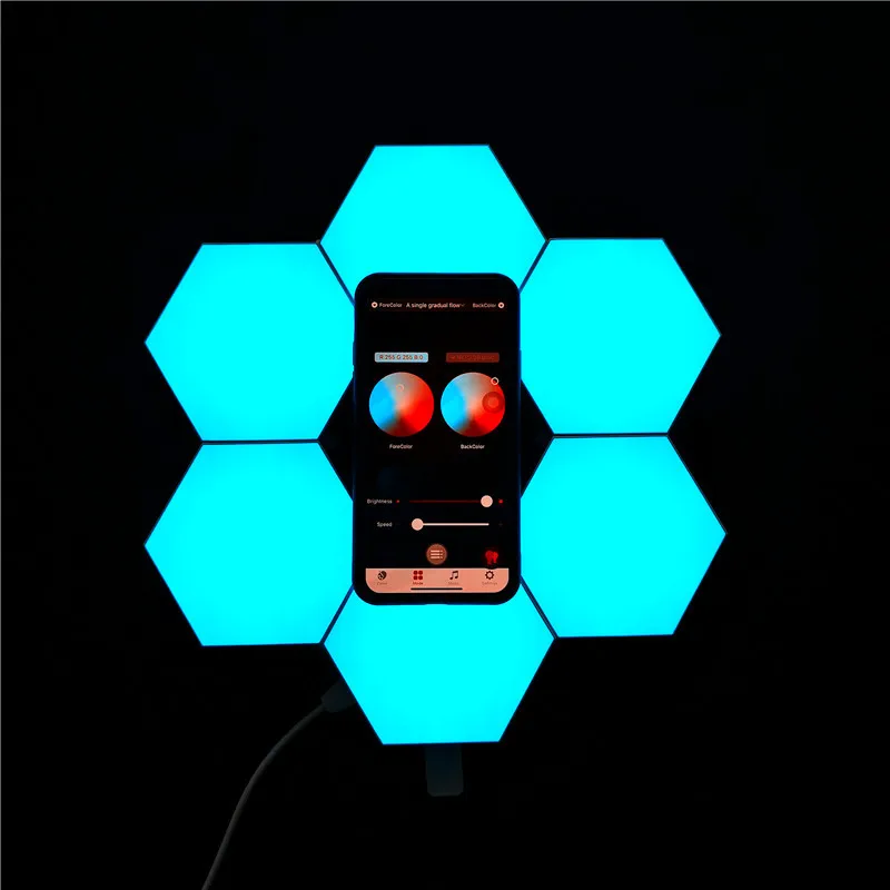 App Coloful quantum lamp smart home honeycomb Light hexagonal creative wall combination splicing bedroom bedside | Лампы и освещение