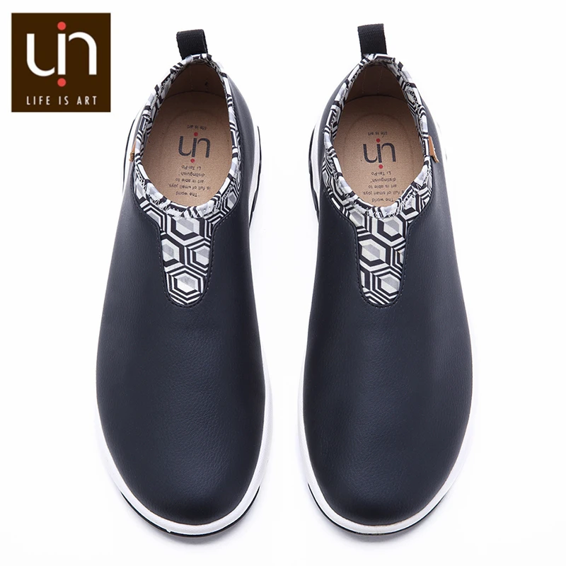 

UIN Verona/Volendam Series Casual Flats Shoes Women/Men Microfiber Leather Shoes Outdoor Sneakers Black/White Fashion Loafers