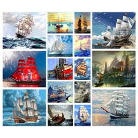 5d diy diamond painting sailing boat scenery embroidery cross stitch mosaic pictures home decoration handmade wall art decor