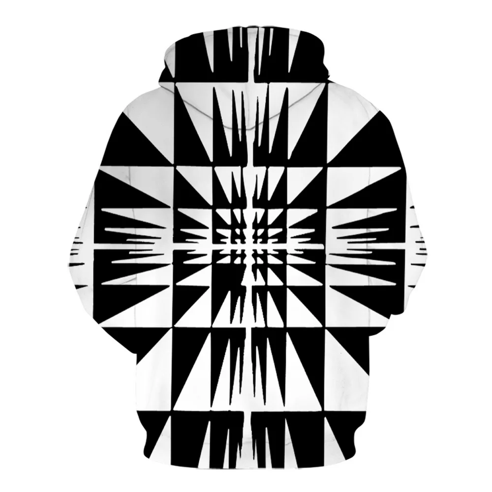 Толстовка с капюшоном для мужчин и женщин черно-белая толстовка геометрическим