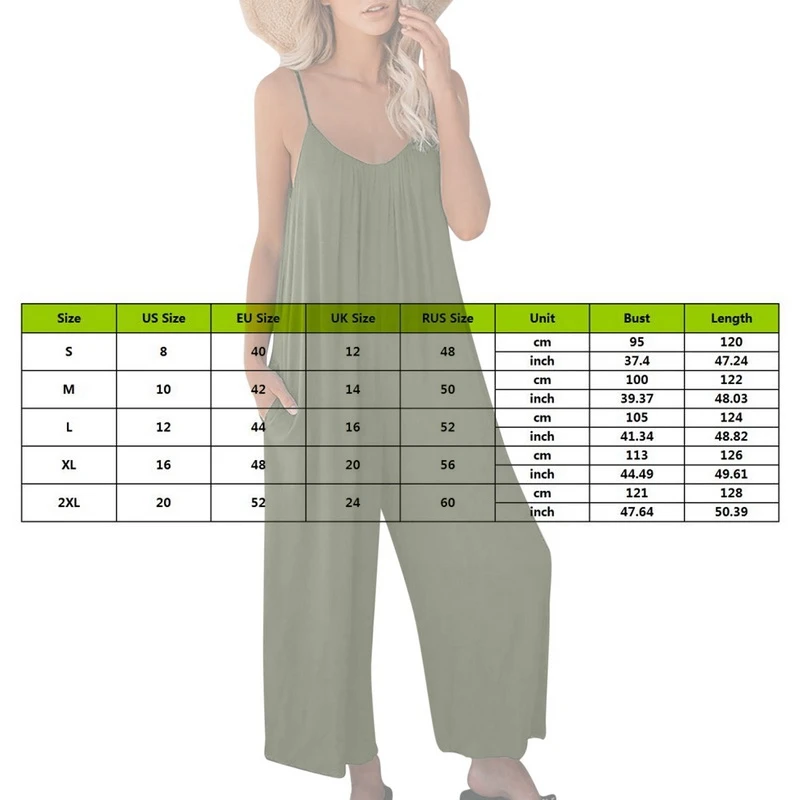 

KANCOOL Elegant Rompers 2021 Summer Sexy Sleeveless Jumpsuits Women's Straps Wide Leg Playsuits Casual Solid V-neck Overall 2XL