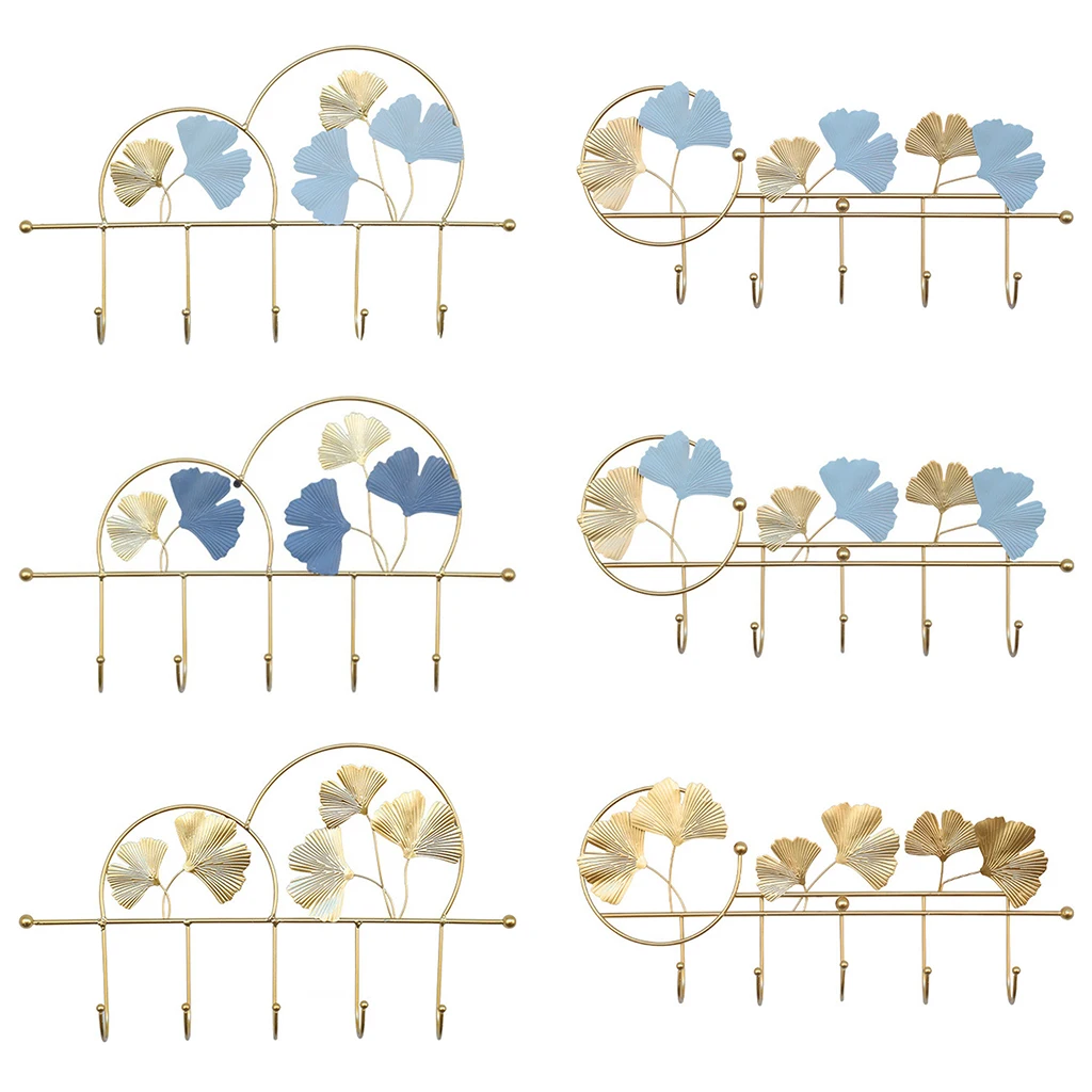 

Nordic Light Luxury Hook Wall Hanging Ginkgo Leaf Shape for Bedroom Key Holder Hats Jewelry Hook Rack Accessories